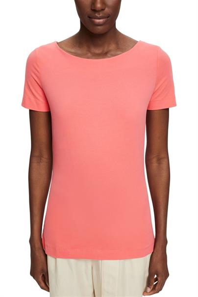 Unifarbenes Jersey-T-Shirt coral red