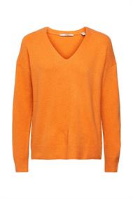 V-Ausschnitt-Pullover aus Wollmix golden orange