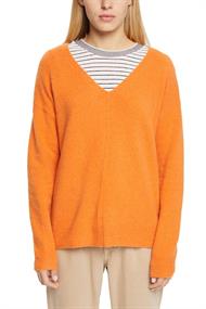 V-Ausschnitt-Pullover aus Wollmix golden orange