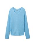 V-Ausschnitt Strickpullover clear light blue melange