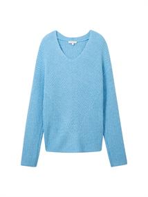 V-Ausschnitt Strickpullover clear light blue melange