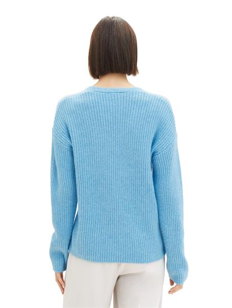 V-Ausschnitt Strickpullover clear light blue melange