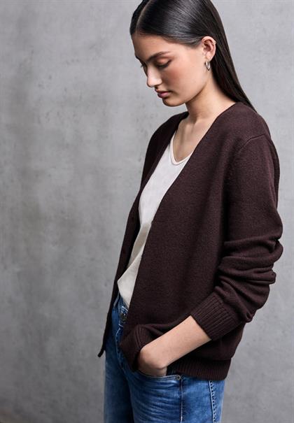V-Neck Cardigan velvet wine
