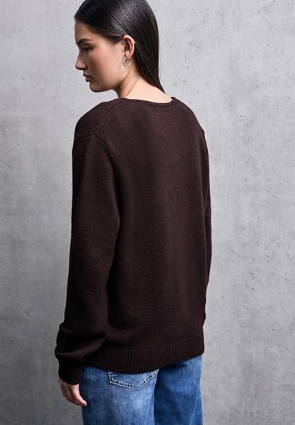 V-Neck Cardigan velvet wine