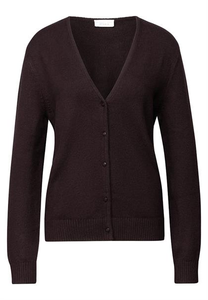 V-Neck Cardigan velvet wine
