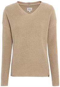 V-Neck Pullover aus reiner Baumwolle clay