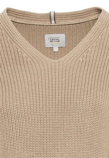 V-Neck Pullover aus reiner Baumwolle clay