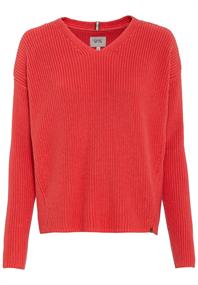 V-Neck Pullover aus reiner Baumwolle peach