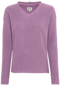V-Neck Pullover aus reiner Baumwolle purple
