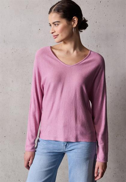 V-Neck Pullover intense rose mel.