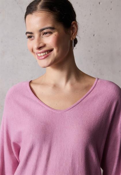 V-Neck Pullover intense rose mel.