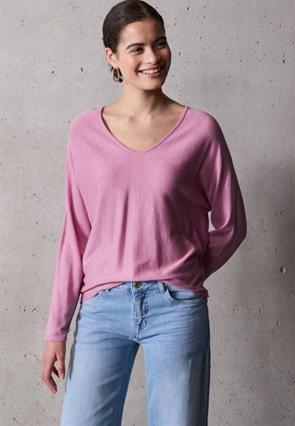 V-Neck Pullover intense rose mel.