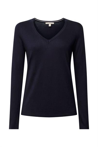 V-Neck-Pullover mit Organic Cotton navy