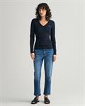 V-Neck Pullover mit Zopfmuster evening blue