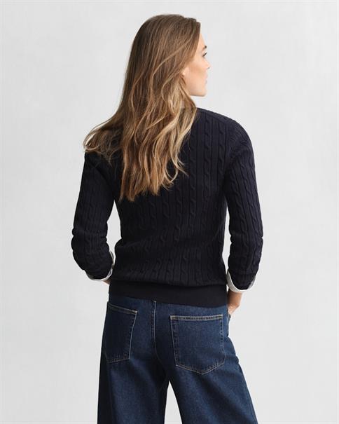 V-Neck Pullover mit Zopfmuster evening blue