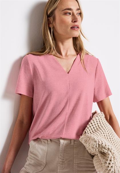 V-Neck Shirt in Leinen-Optik blush peach