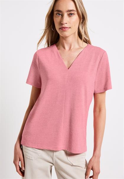 V-Neck Shirt in Leinen-Optik blush peach