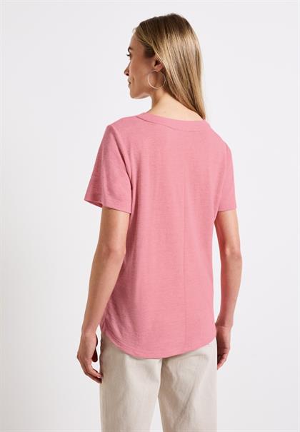 V-Neck Shirt in Leinen-Optik blush peach