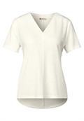 V-Neck Shirt in Leinen-Optik off white