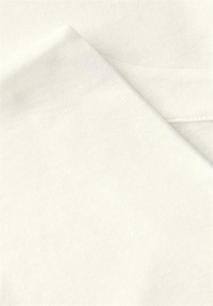 V-Neck Shirt in Leinen-Optik off white