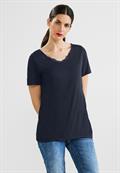 V-Neck Shirt mit Spitze deep blue