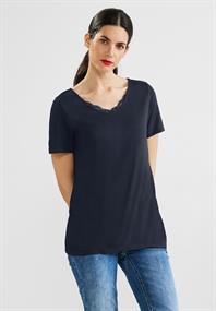 V-Neck Shirt mit Spitze deep blue