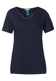 V-Neck Shirt mit Spitze deep blue