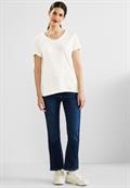 V-Neck Shirt mit Spitze off white