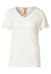 V-Neck Shirt mit Spitze off white