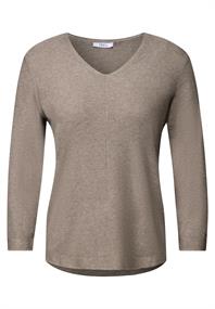 V-Neck Strickpullover toffee cream melange