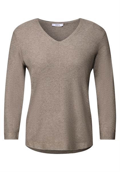 V-Neck Strickpullover toffee cream melange