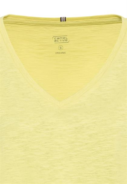 V-Neck T-Shirt aus Organic Cotton limoncello
