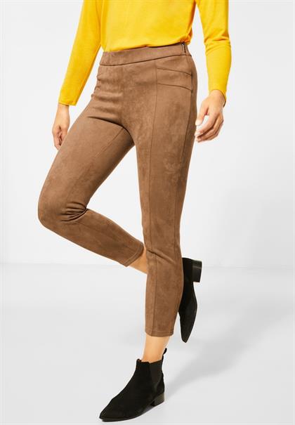 Velours-Hose mit High Waist natural camel