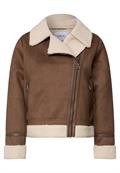 Velours Jacke mit Teddy-Details mocha brown