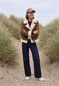 Velours Jacke mit Teddy-Details mocha brown