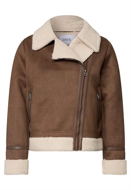 Velours Jacke mit Teddy-Details mocha brown