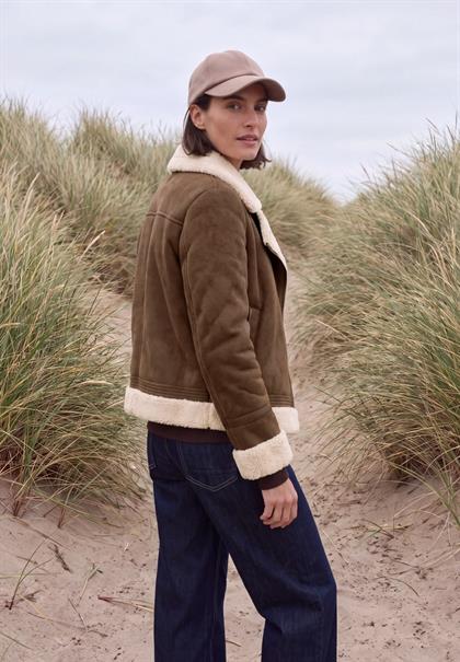 Velours Jacke mit Teddy-Details mocha brown