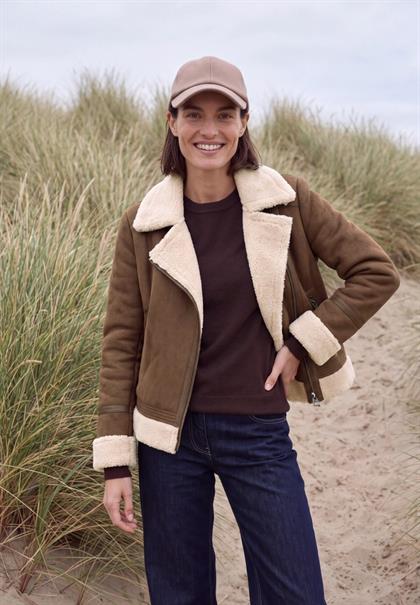 Velours Jacke mit Teddy-Details mocha brown