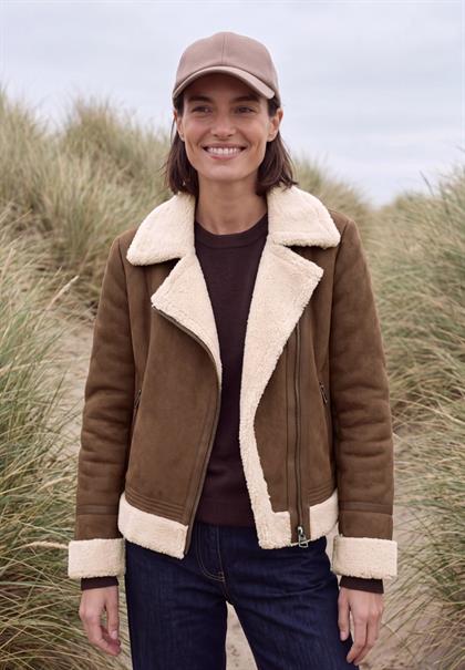Velours Jacke mit Teddy-Details mocha brown