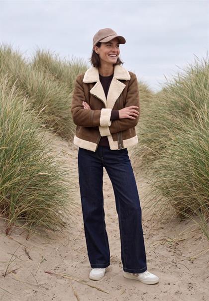 Velours Jacke mit Teddy-Details mocha brown