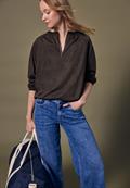 Velours Tunika mit Zipper dark auburn brown