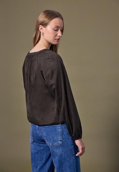 Velours Tunika mit Zipper dark auburn brown
