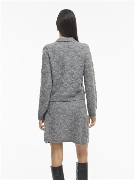 VIAERY COLLAR L/S KNIT CARDIGAN medium grey melange