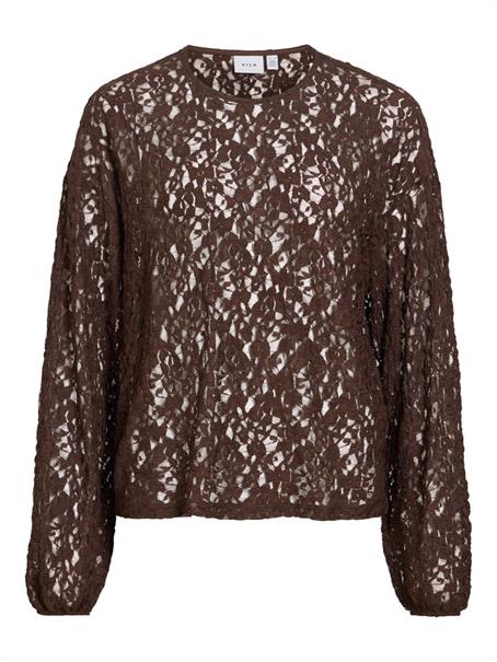 VIALDEIA O-NECK L/S TOP coffee bean
