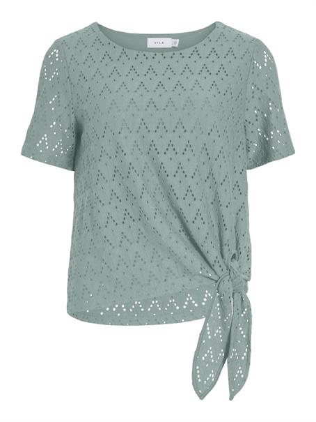 VIAMALINA OPEN O-NECK S/S TOP/VOL/PB blue surf