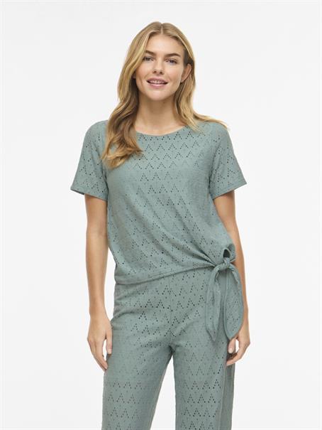 VIAMALINA OPEN O-NECK S/S TOP/VOL/PB blue surf