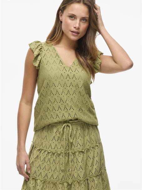 VIAMALINA V-NECK C/S TOP/PB sage