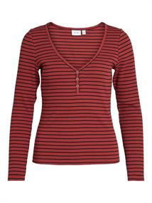 VIBALU V-NECK L/S RIB TOP - NOOS fired brick