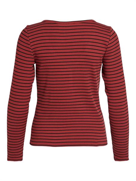 VIBALU V-NECK L/S RIB TOP - NOOS fired brick