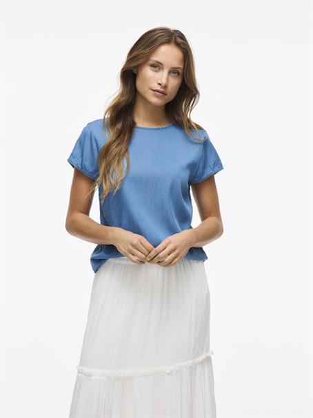 VIBISTA C/S O-NECK TOP - NOOS medium blue denim